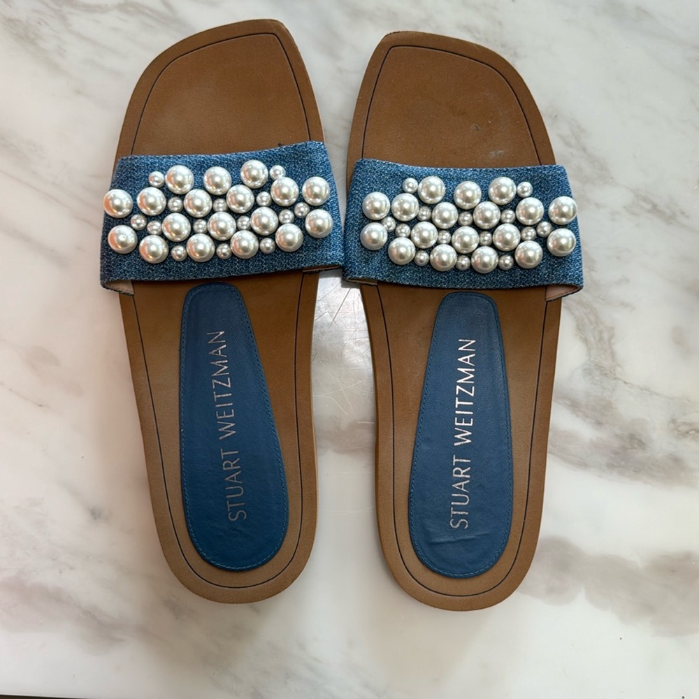 Stuart Weitzman Pearl flats slides size 41